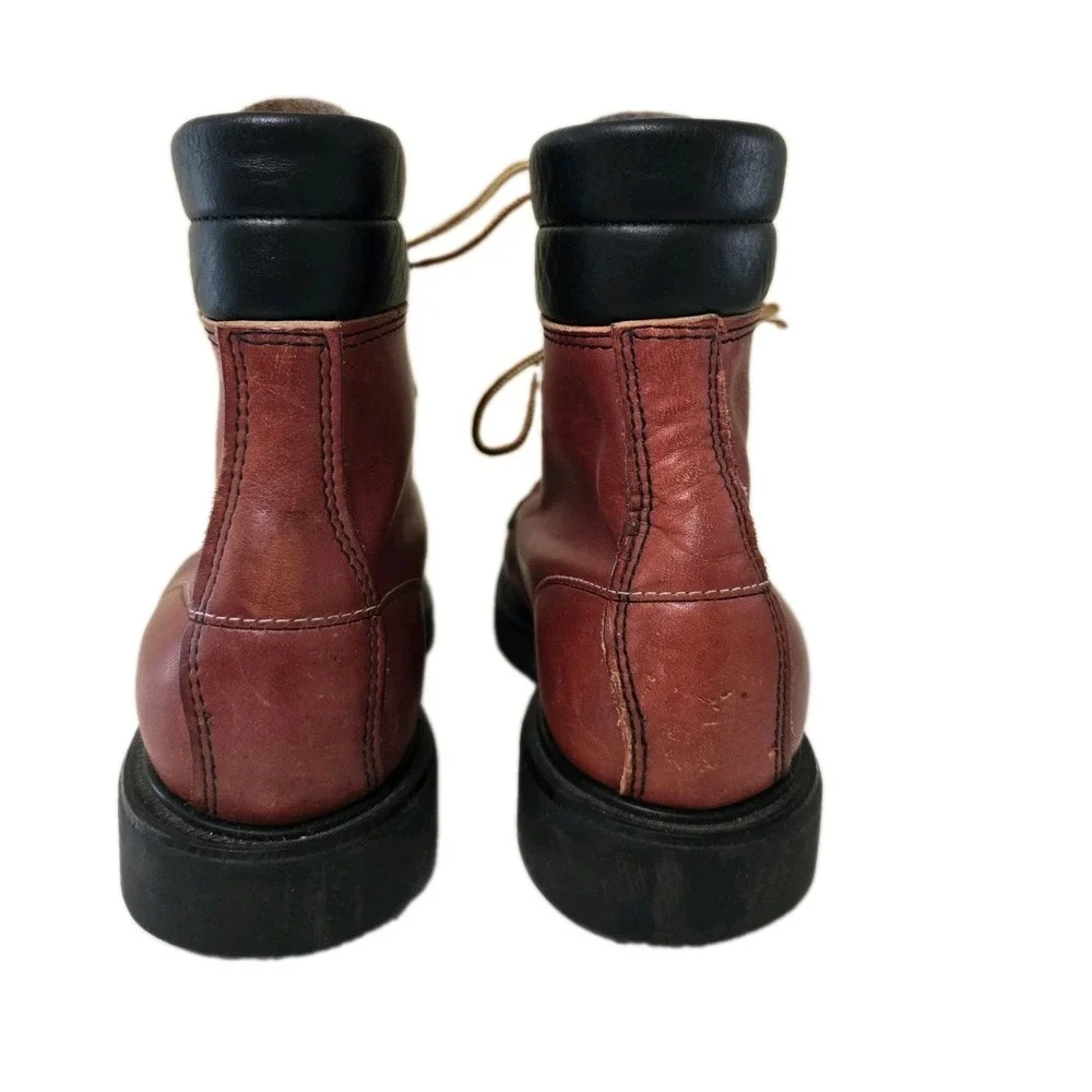 Vintage Red Wing Boots Mens 8.5 B Leather 404 Moc Toe Super Sole Workwear Worn